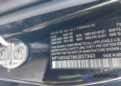 2021 Porsche Macan S from USA, damaged, VIN WP1AB2A51MLB37343